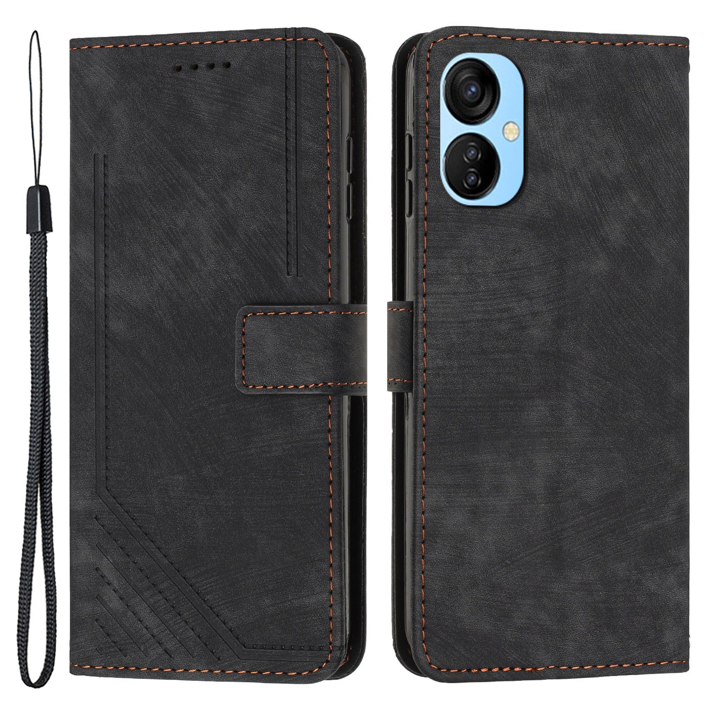 For Tecno Spark 9T 4G Skin-touch Stand Phone Case Imprint Lines Leather Wallet Anti-Dust Phone Shell Cover