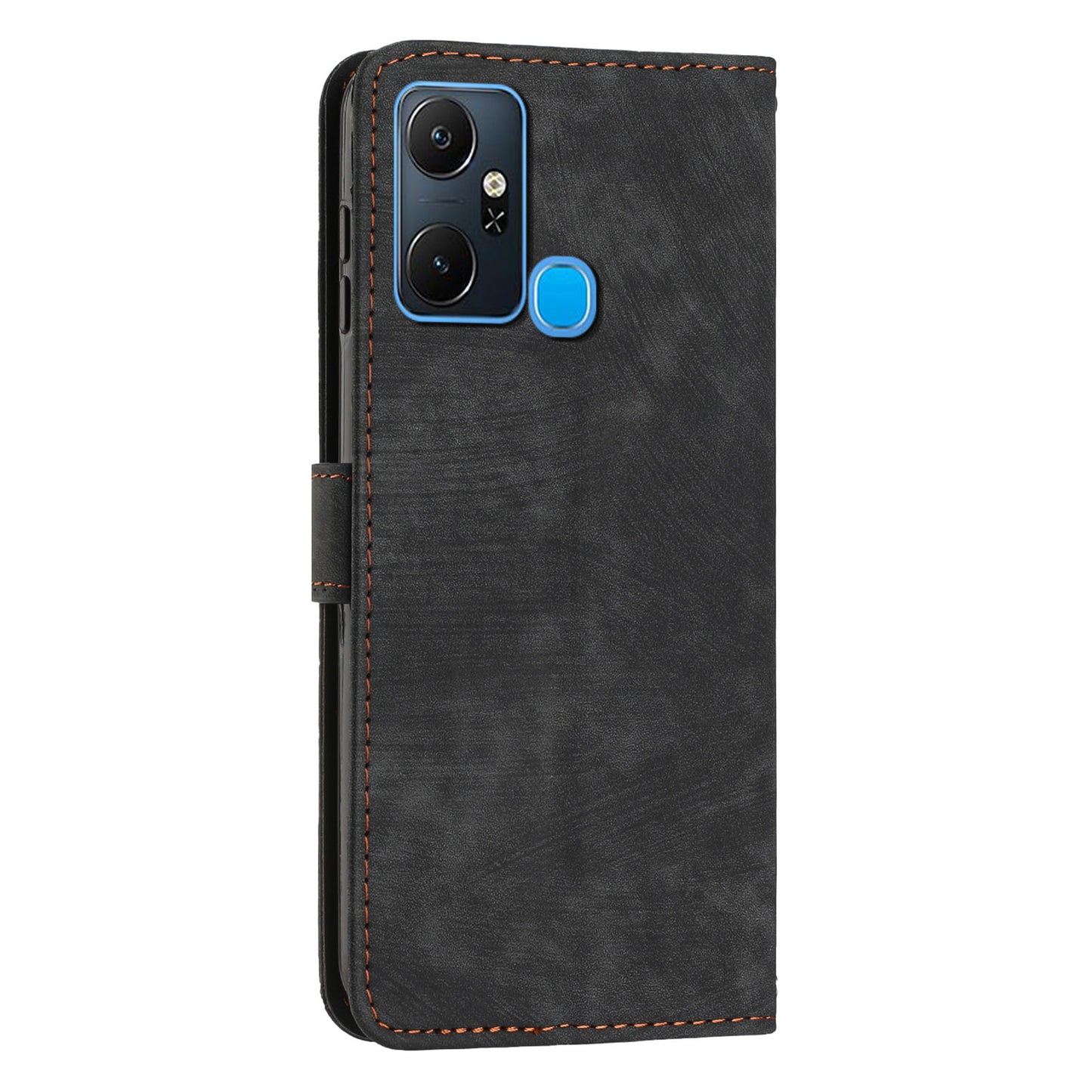 For Infinix Smart 6 Plus (India) 4G Stand PU Leather Wallet Phone Case Lines Imprinted Cover with Straps