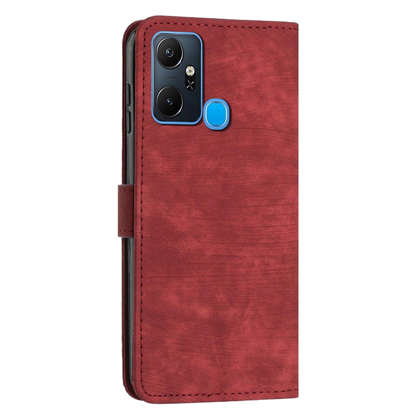 For Infinix Smart 6 Plus (India) 4G Stand PU Leather Wallet Phone Case Lines Imprinted Cover with Straps