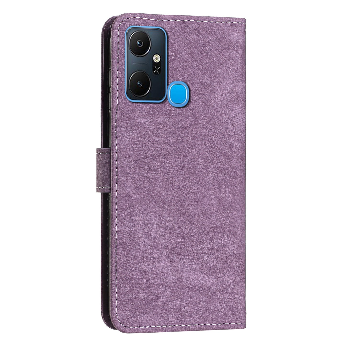 For Infinix Smart 6 Plus (India) 4G Stand PU Leather Wallet Phone Case Lines Imprinted Cover with Straps