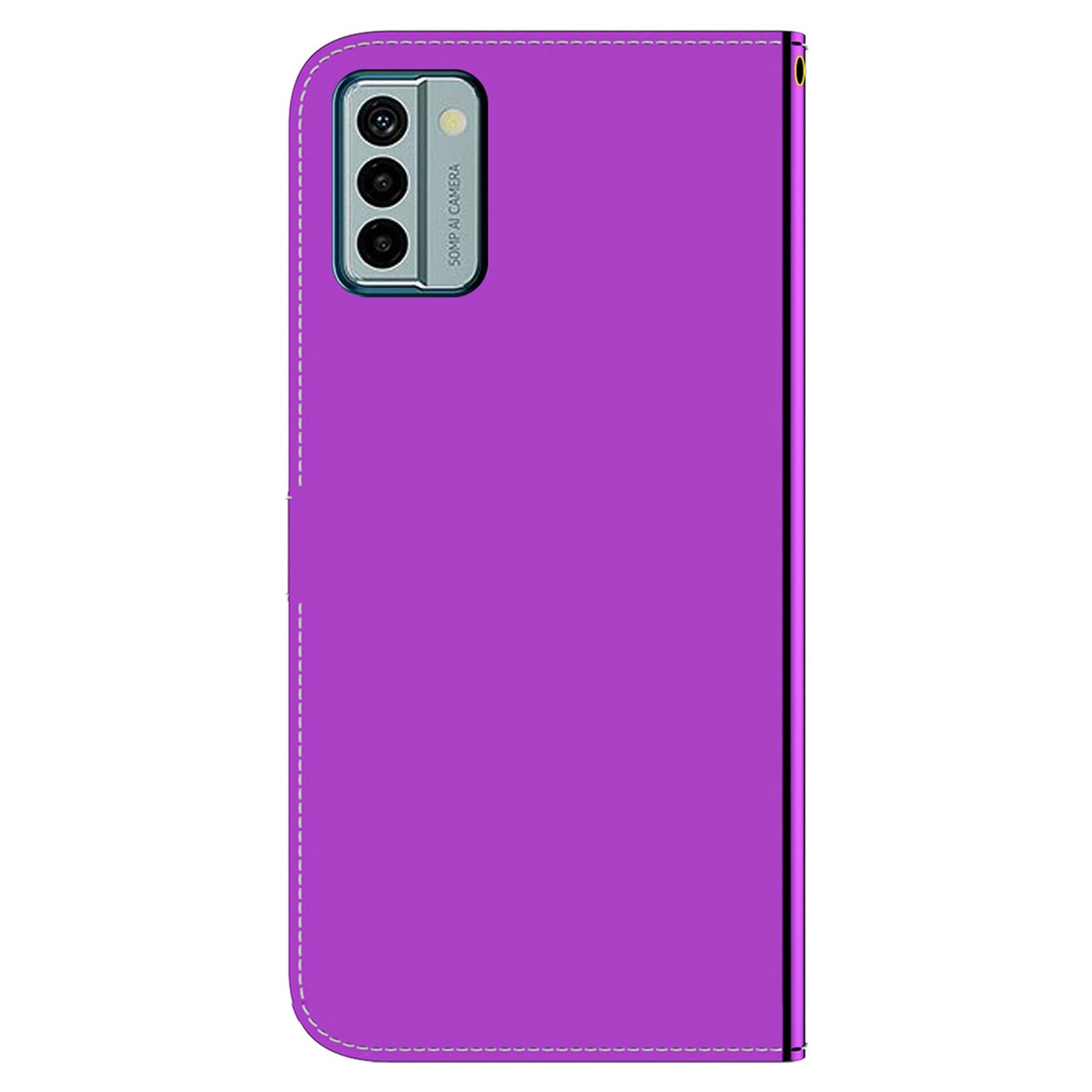 For Nokia G22 PU Leather Phone Flip Cover Mirror-Like Surface Wallet Stand Phone Case with Strap