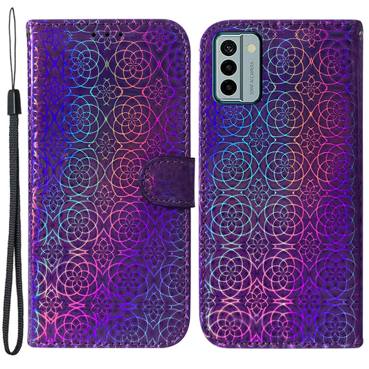 For Nokia G22 Stand Phone Case PU Leather Dazzling Flower Pattern Phone Wallet Cover