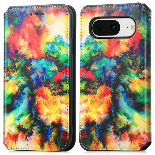 CASENEO 001 Series for Google Pixel 8 Phone Stand Case Pattern Printing RFID Blocking PU Leather Wallet Cover