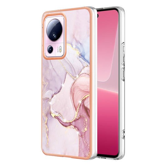 For Xiaomi 13 Lite / Civi 2 5G YB IMD Series-2 Marble Pattern Phone Case Electroplating IMD Soft TPU Cover