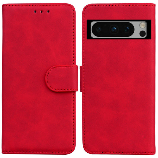 Phone Case for Google Pixel 8 Pro Solid Color PU Leather Shockproof Wallet Stand Cell Phone Cover