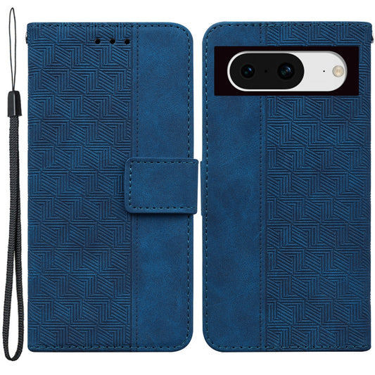 For Google Pixel 8 PU Leather Wallet Geometry Pattern Imprinted Phone Case Stand Cover