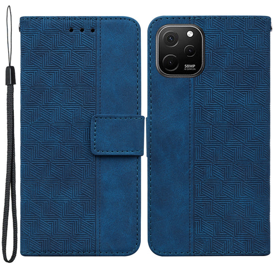 Phone Leather Shell for Huawei nova Y61 4G / Enjoy 50z 4G Wallet Case Geometry Pattern Imprinted Stand Cover
