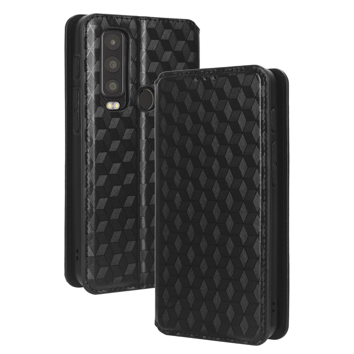 For Motorola Defy 2 5G / Cat S75 5G Rhombus Imprinted PU Leather Phone Case Wallet Stand Flip Cover