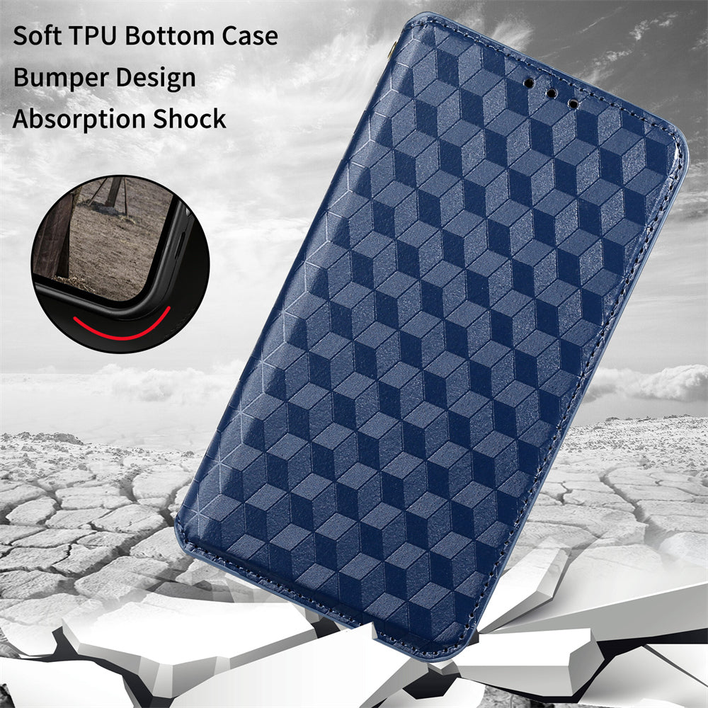 For Motorola Defy 2 5G / Cat S75 5G Rhombus Imprinted PU Leather Phone Case Wallet Stand Flip Cover