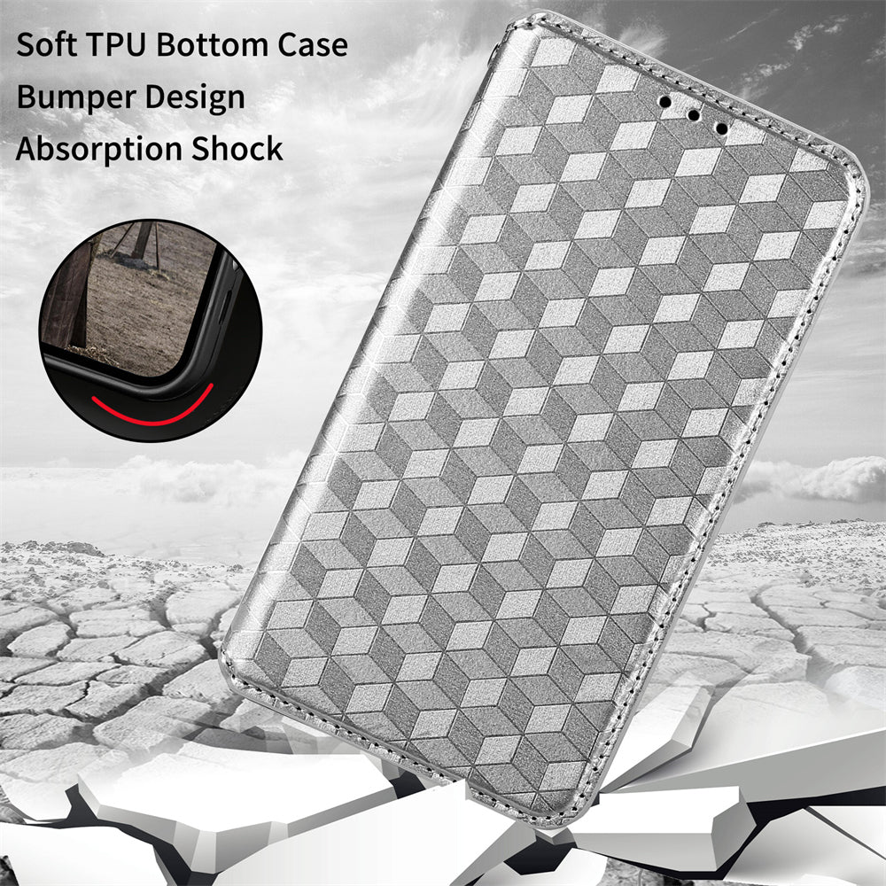 For Motorola Defy 2 5G / Cat S75 5G Rhombus Imprinted PU Leather Phone Case Wallet Stand Flip Cover