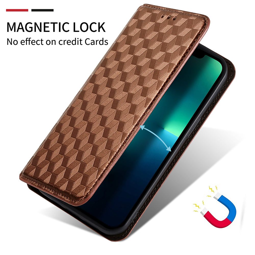 For Motorola Defy 2 5G / Cat S75 5G Rhombus Imprinted PU Leather Phone Case Wallet Stand Flip Cover