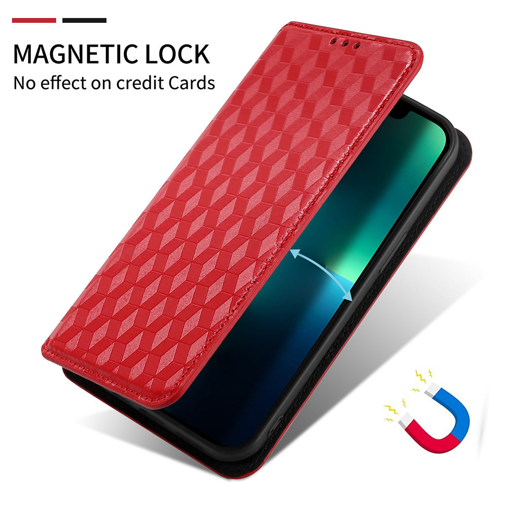 For Motorola Defy 2 5G / Cat S75 5G Rhombus Imprinted PU Leather Phone Case Wallet Stand Flip Cover