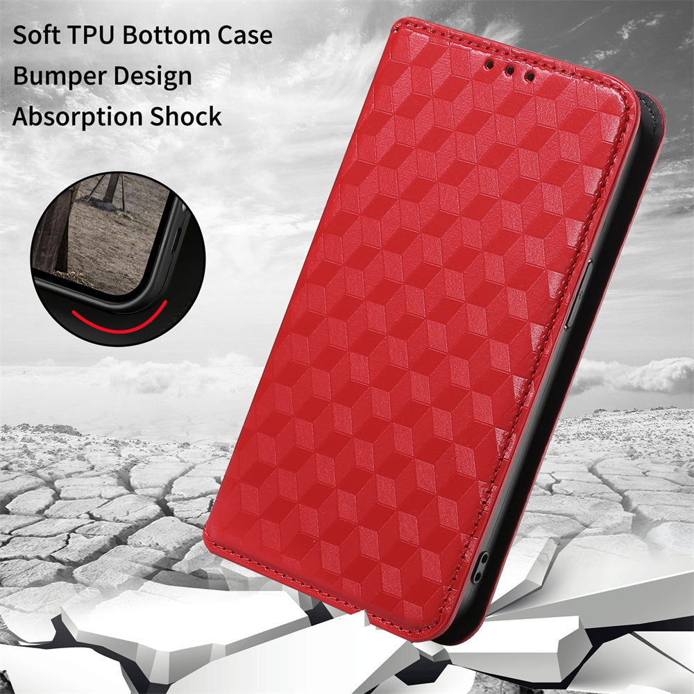 For Motorola Defy 2 5G / Cat S75 5G Rhombus Imprinted PU Leather Phone Case Wallet Stand Flip Cover