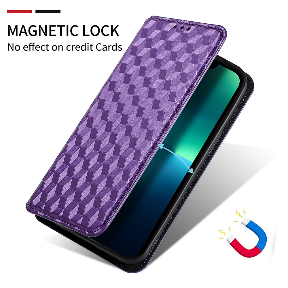 For Motorola Defy 2 5G / Cat S75 5G Rhombus Imprinted PU Leather Phone Case Wallet Stand Flip Cover