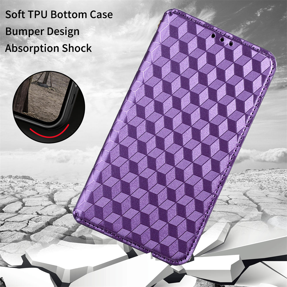 For Motorola Defy 2 5G / Cat S75 5G Rhombus Imprinted PU Leather Phone Case Wallet Stand Flip Cover