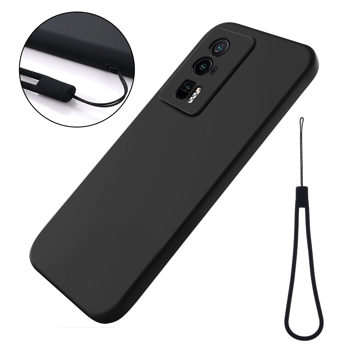 Phone Case for Xiaomi Poco F5 Pro 5G / Redmi K60 Pro 5G / K60 5G , Soft Lining Liquid Silicone Cell Phone Cover with Strap