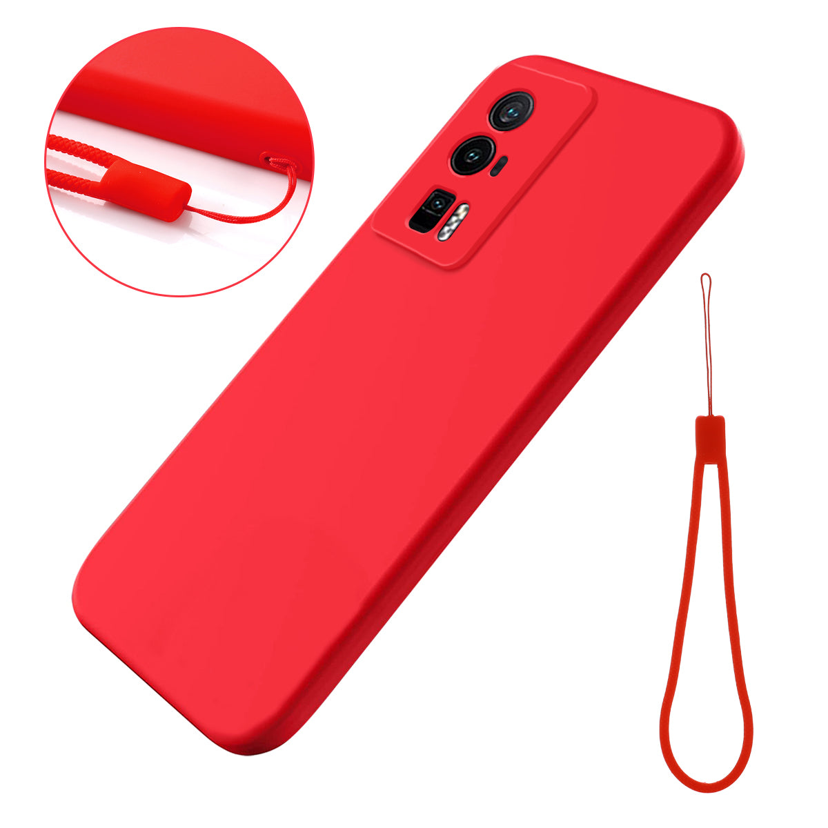 Phone Case for Xiaomi Poco F5 Pro 5G / Redmi K60 Pro 5G / K60 5G , Soft Lining Liquid Silicone Cell Phone Cover with Strap