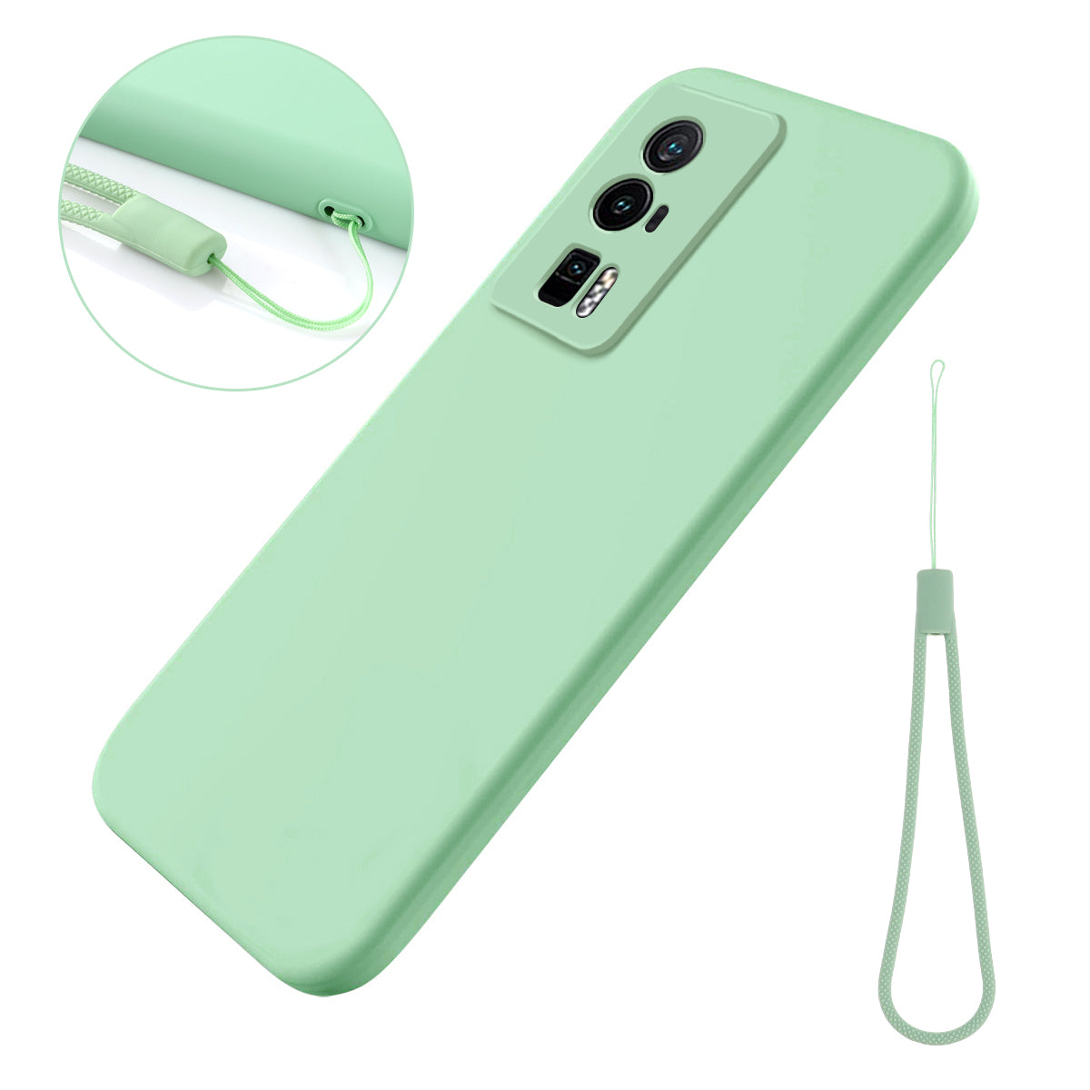 Phone Case for Xiaomi Poco F5 Pro 5G / Redmi K60 Pro 5G / K60 5G , Soft Lining Liquid Silicone Cell Phone Cover with Strap