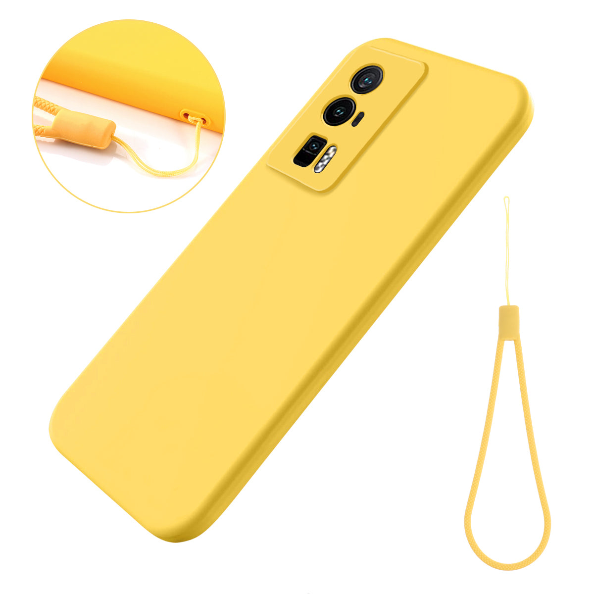 Phone Case for Xiaomi Poco F5 Pro 5G / Redmi K60 Pro 5G / K60 5G , Soft Lining Liquid Silicone Cell Phone Cover with Strap