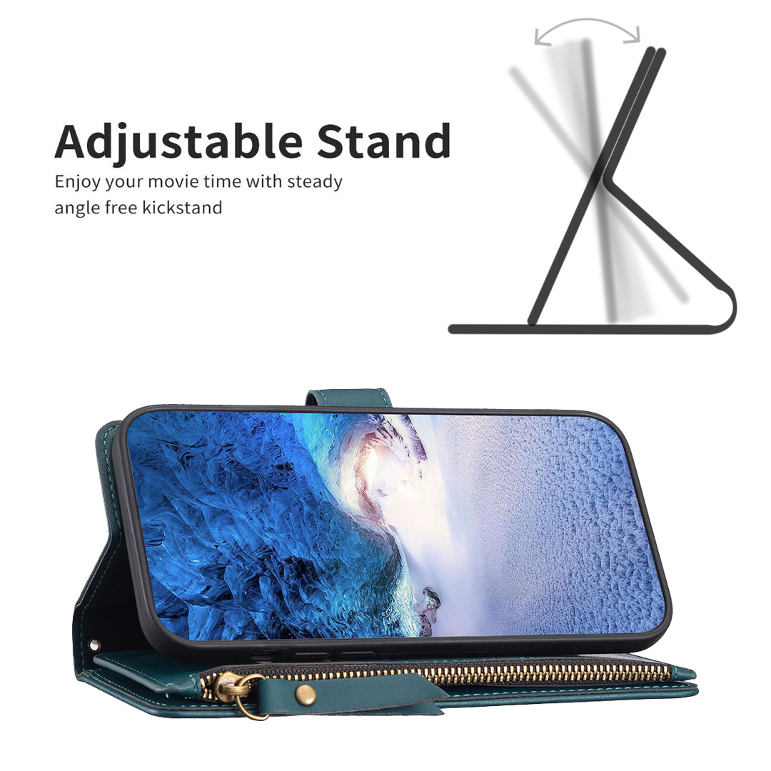 BF Style-19 for Realme C53 4G Zipper Pocket PU Leather Wallet Case Stand Anti-drop Cover