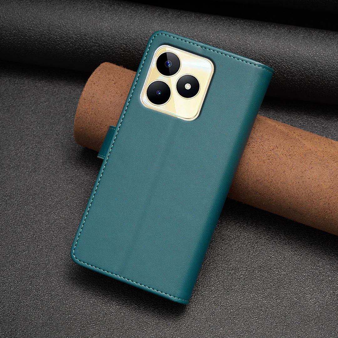 BF Style-19 for Realme C53 4G Zipper Pocket PU Leather Wallet Case Stand Anti-drop Cover