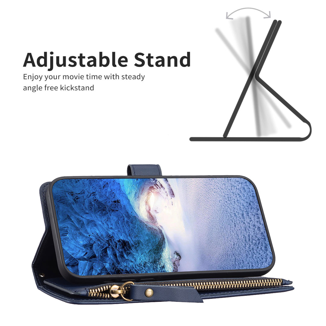 BF Style-19 for Realme C53 4G Zipper Pocket PU Leather Wallet Case Stand Anti-drop Cover