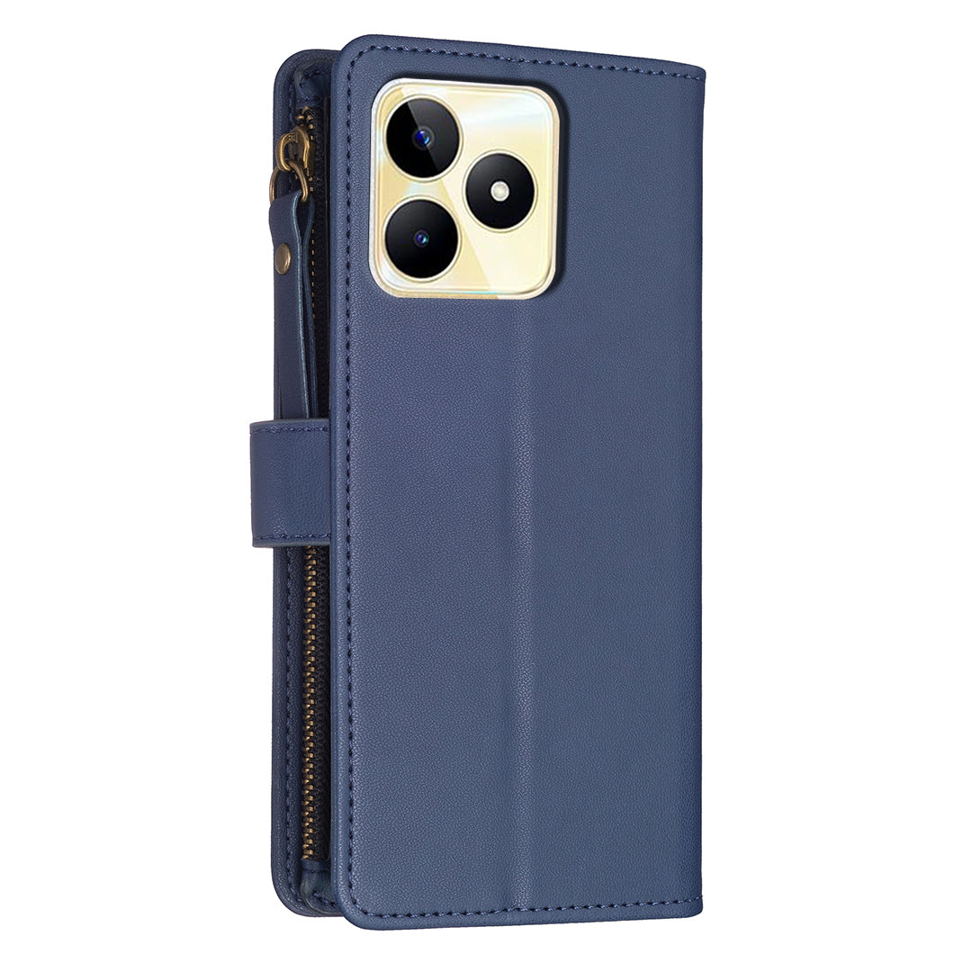 BF Style-19 for Realme C53 4G Zipper Pocket PU Leather Wallet Case Stand Anti-drop Cover