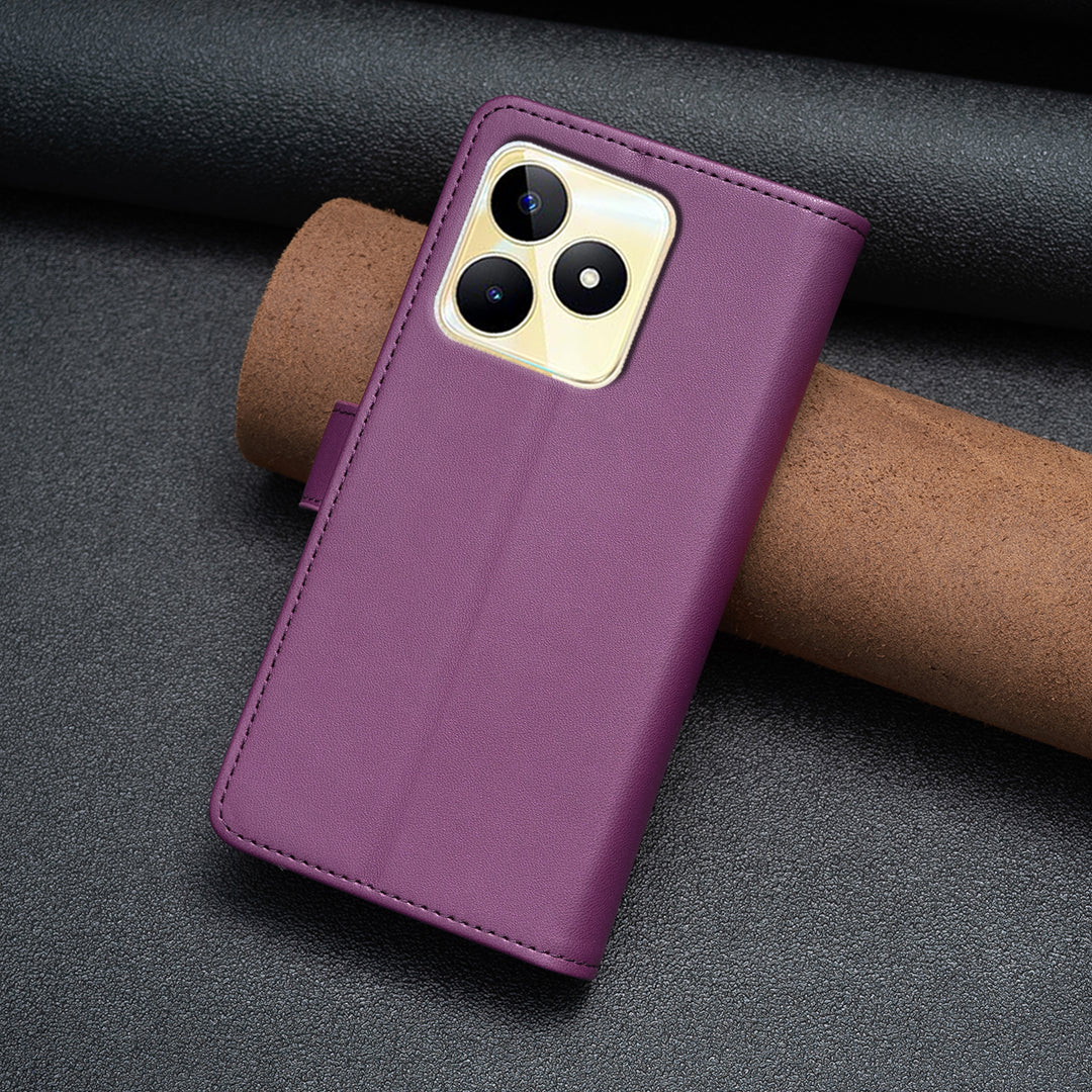 BF Style-19 for Realme C53 4G Zipper Pocket PU Leather Wallet Case Stand Anti-drop Cover