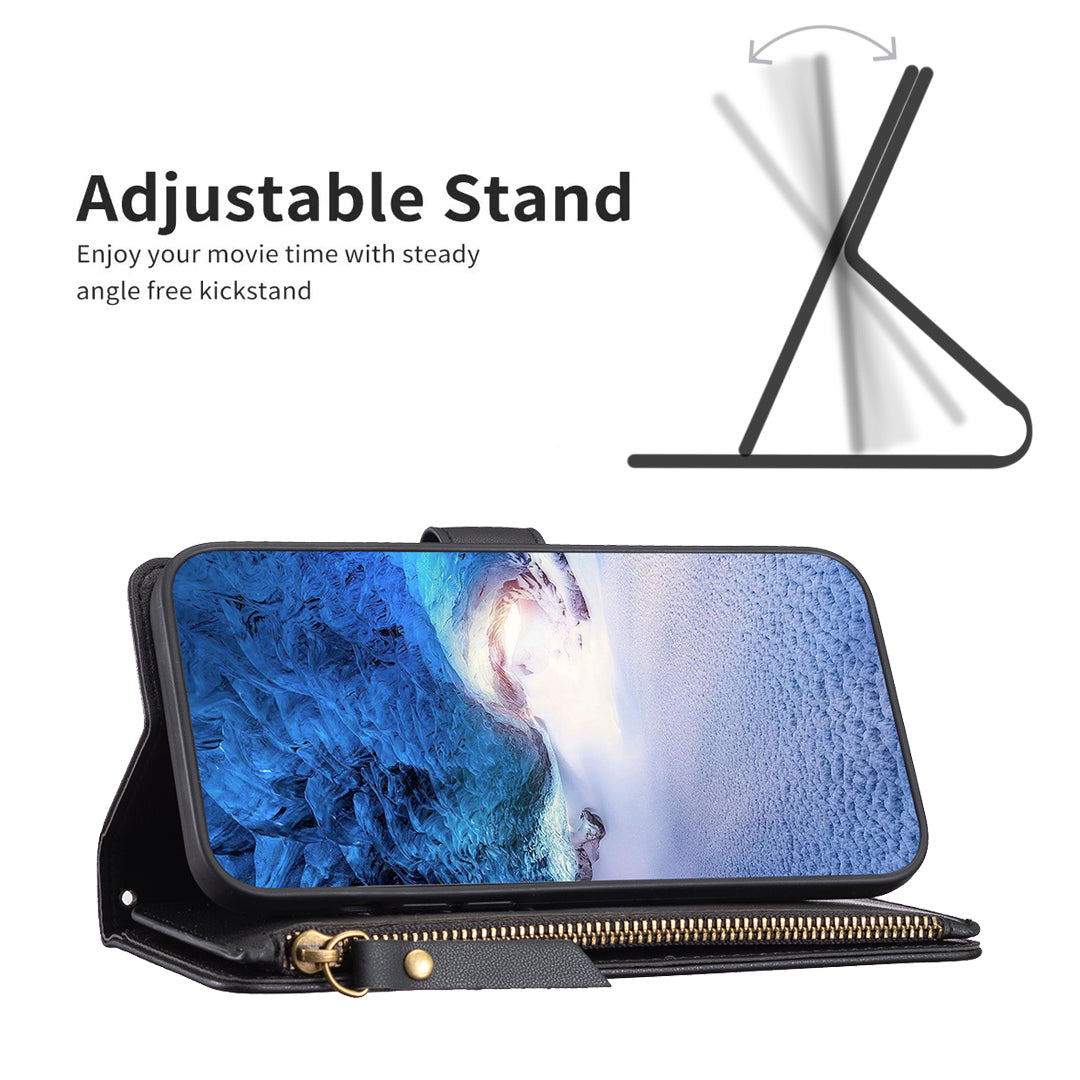 BF Style-19 for Realme C53 4G Zipper Pocket PU Leather Wallet Case Stand Anti-drop Cover