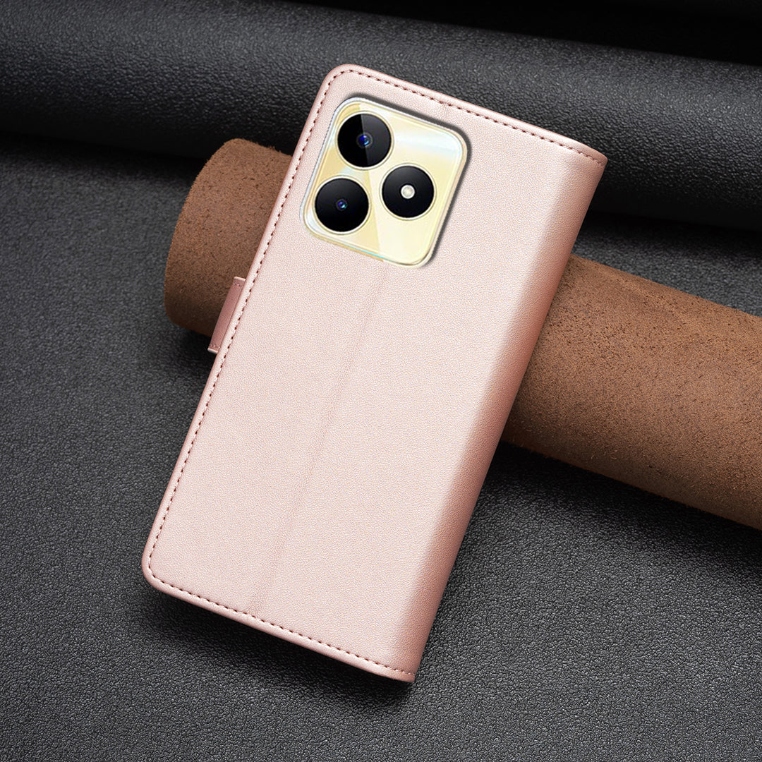 BF Style-19 for Realme C53 4G Zipper Pocket PU Leather Wallet Case Stand Anti-drop Cover