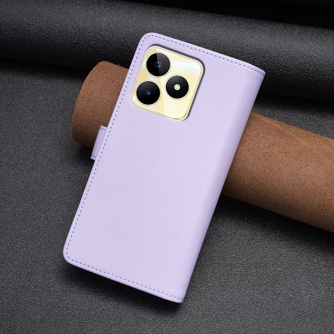 BF Style-19 for Realme C53 4G Zipper Pocket PU Leather Wallet Case Stand Anti-drop Cover