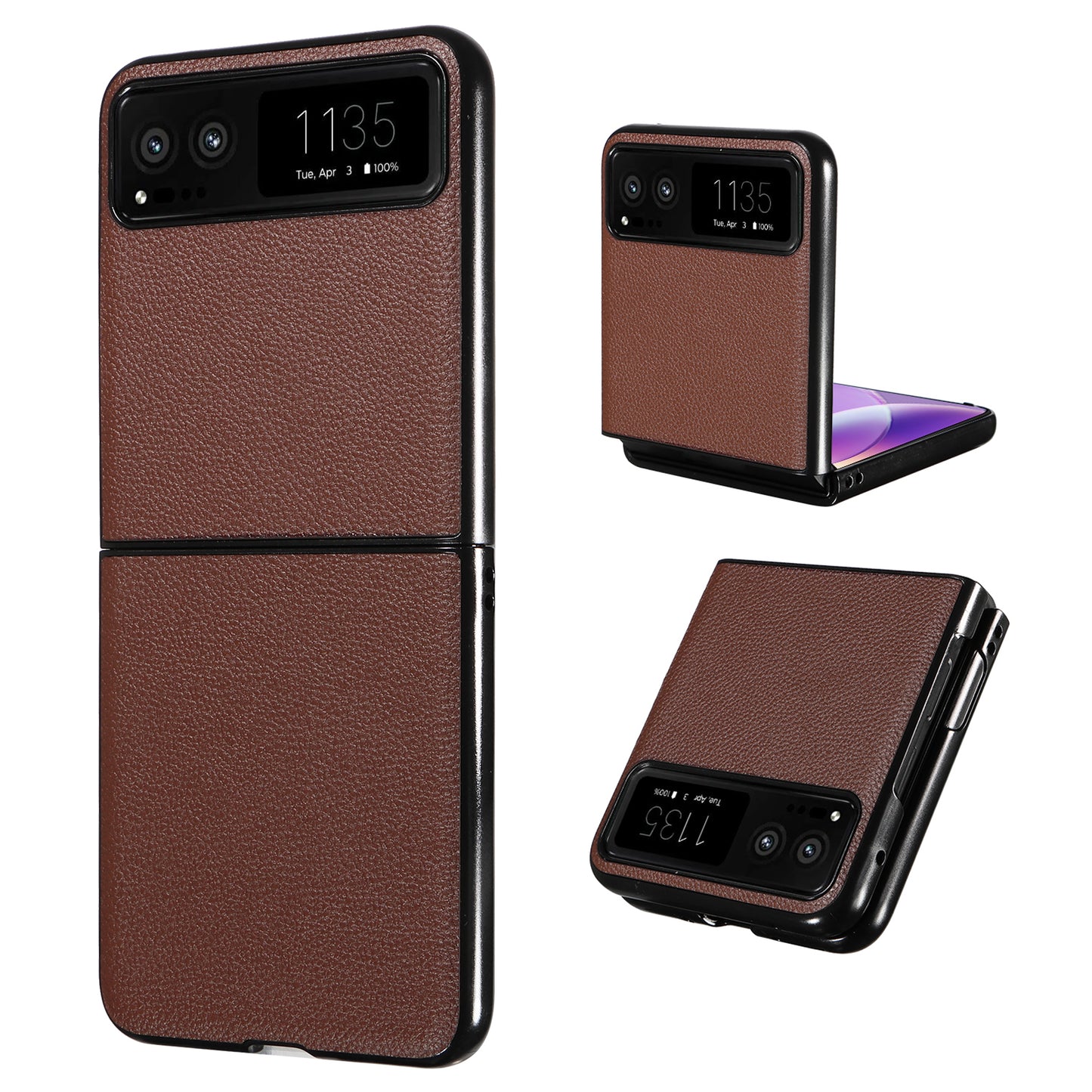 For Motorola Razr 40 5G Litchi Texture Phone Case PU Leather Coated PC Anti-drop Cover