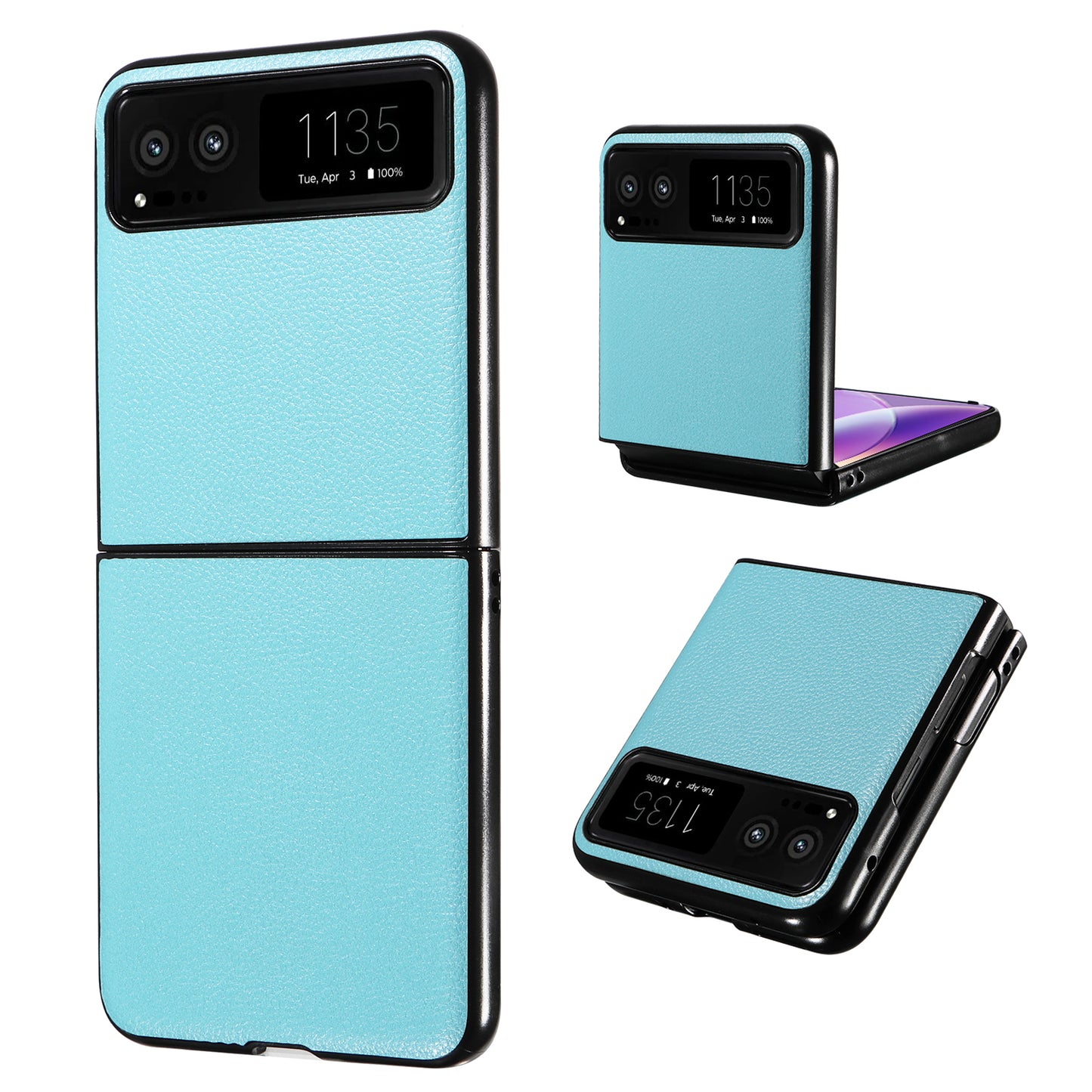 For Motorola Razr 40 5G Litchi Texture Phone Case PU Leather Coated PC Anti-drop Cover