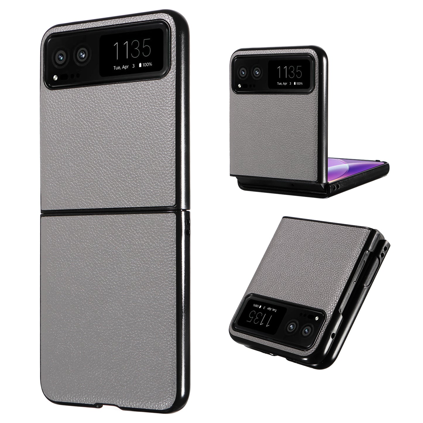 For Motorola Razr 40 5G Litchi Texture Phone Case PU Leather Coated PC Anti-drop Cover