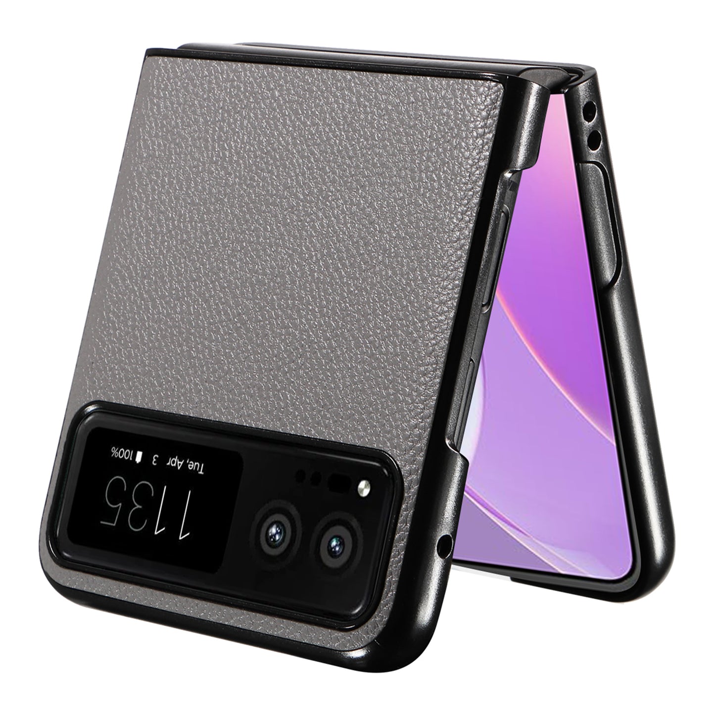 For Motorola Razr 40 5G Litchi Texture Phone Case PU Leather Coated PC Anti-drop Cover