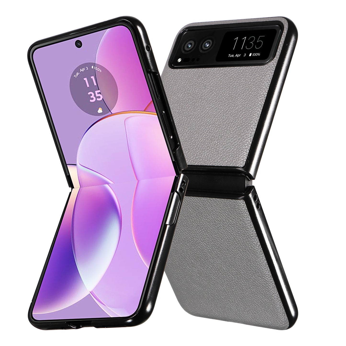 For Motorola Razr 40 5G Litchi Texture Phone Case PU Leather Coated PC Anti-drop Cover