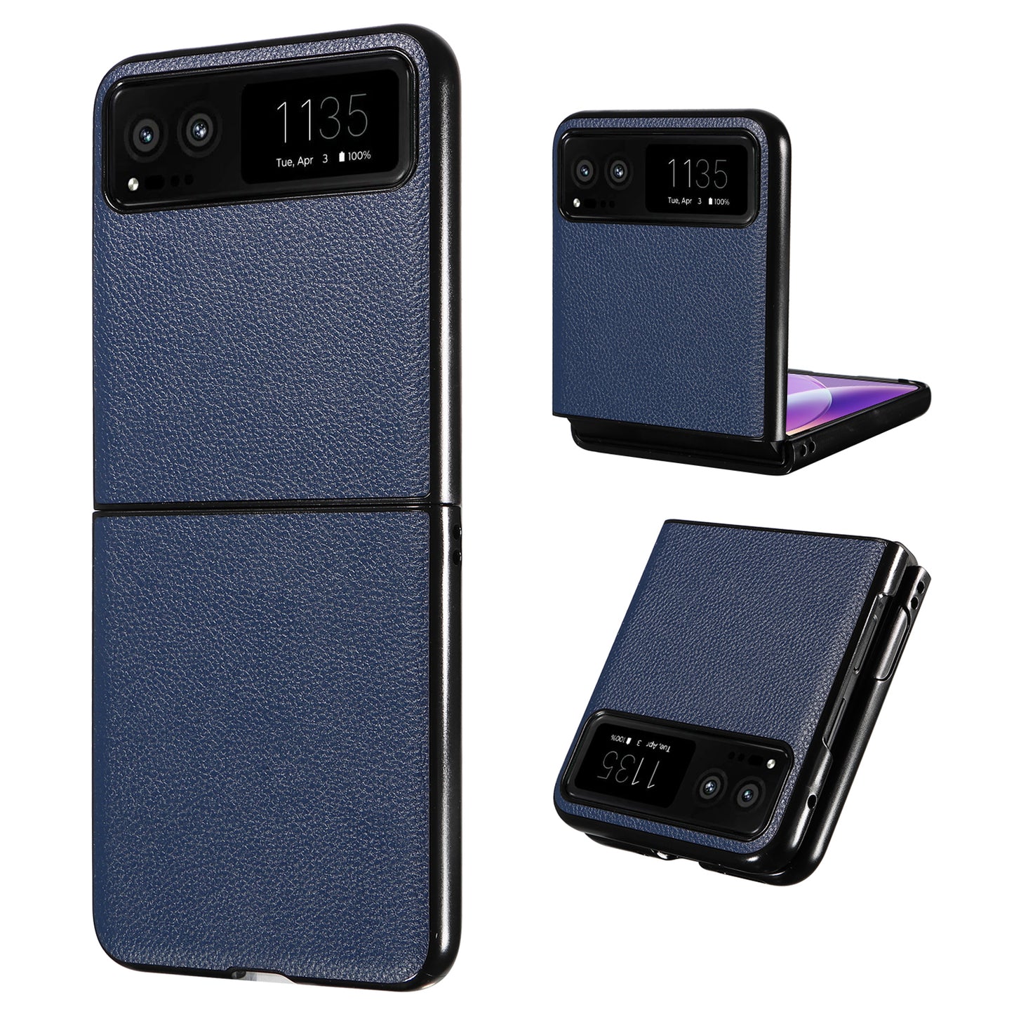 For Motorola Razr 40 5G Litchi Texture Phone Case PU Leather Coated PC Anti-drop Cover