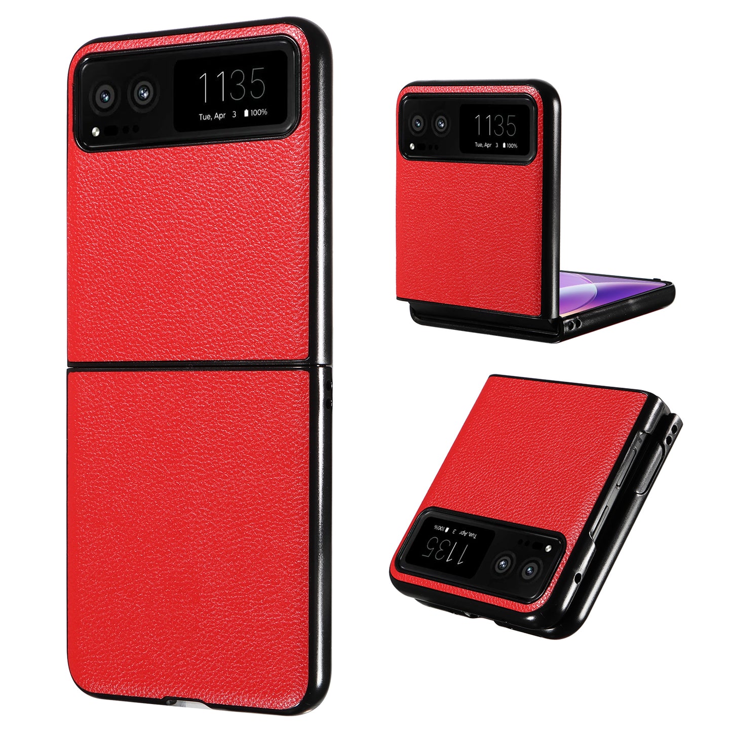 For Motorola Razr 40 5G Litchi Texture Phone Case PU Leather Coated PC Anti-drop Cover