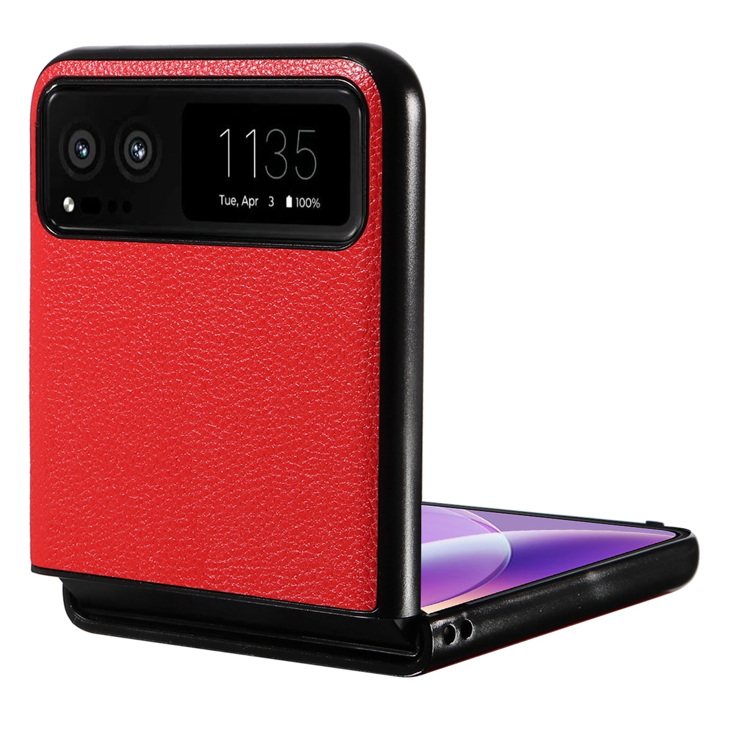 For Motorola Razr 40 5G Litchi Texture Phone Case PU Leather Coated PC Anti-drop Cover
