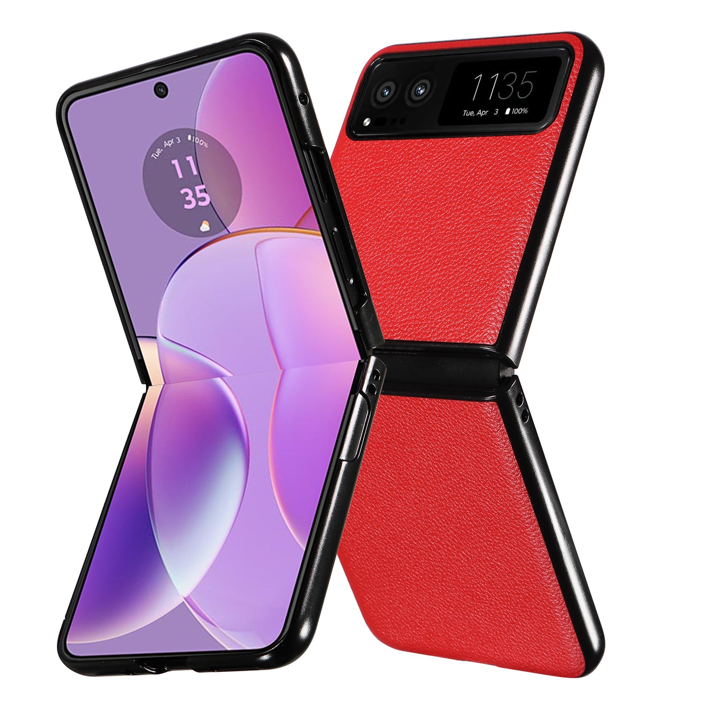 For Motorola Razr 40 5G Litchi Texture Phone Case PU Leather Coated PC Anti-drop Cover