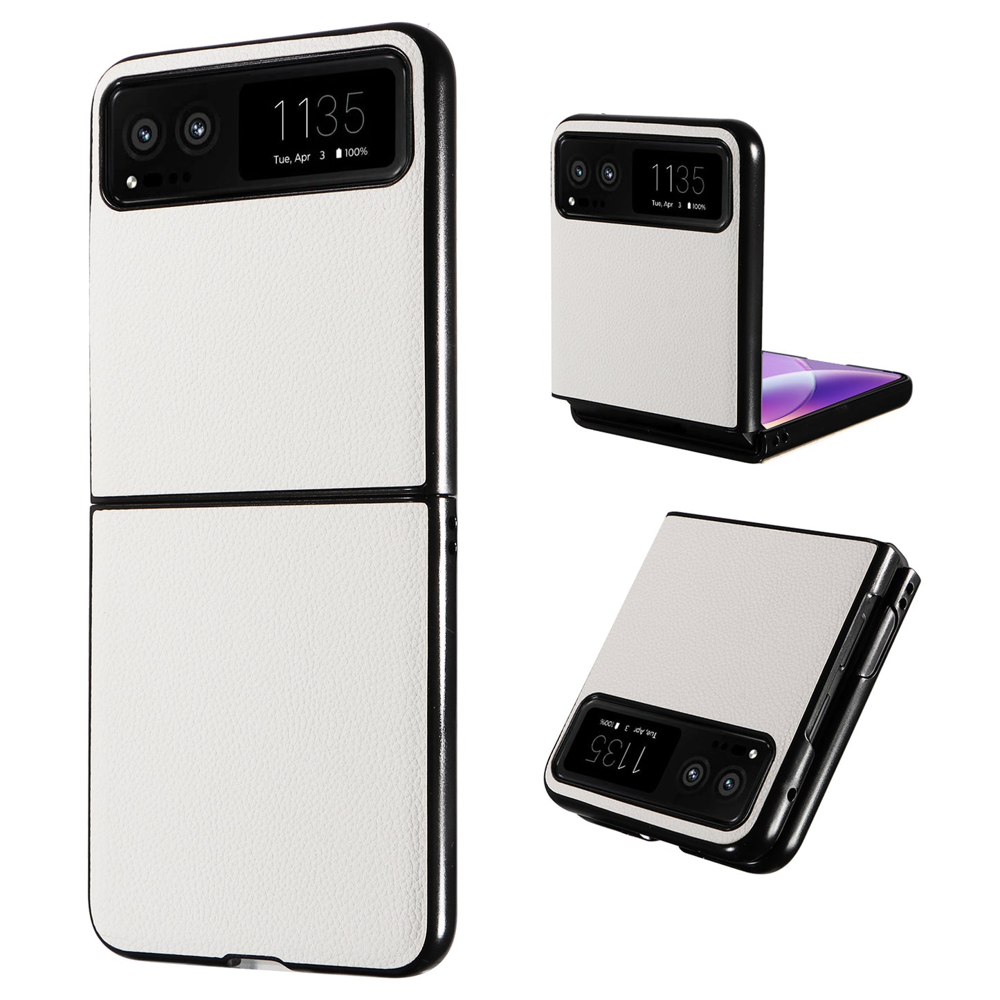 For Motorola Razr 40 5G Litchi Texture Phone Case PU Leather Coated PC Anti-drop Cover