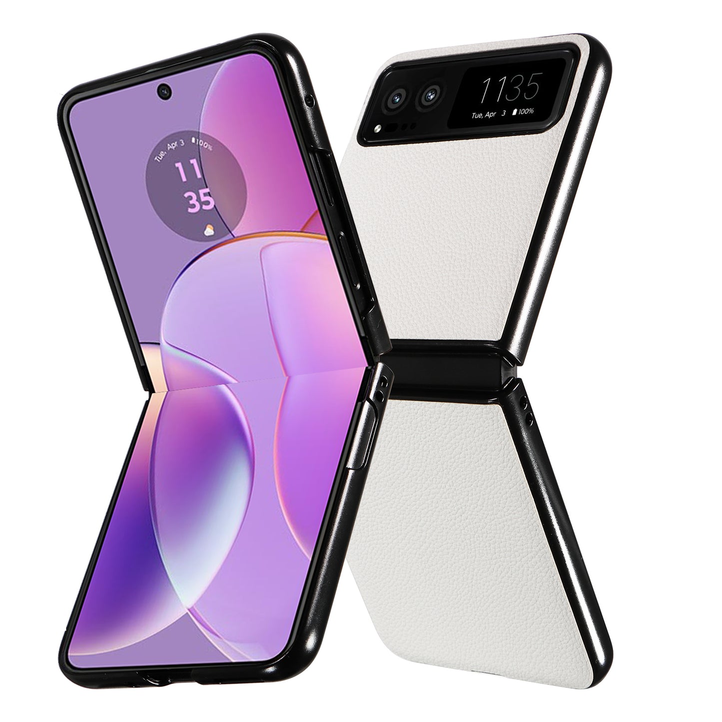 For Motorola Razr 40 5G Litchi Texture Phone Case PU Leather Coated PC Anti-drop Cover