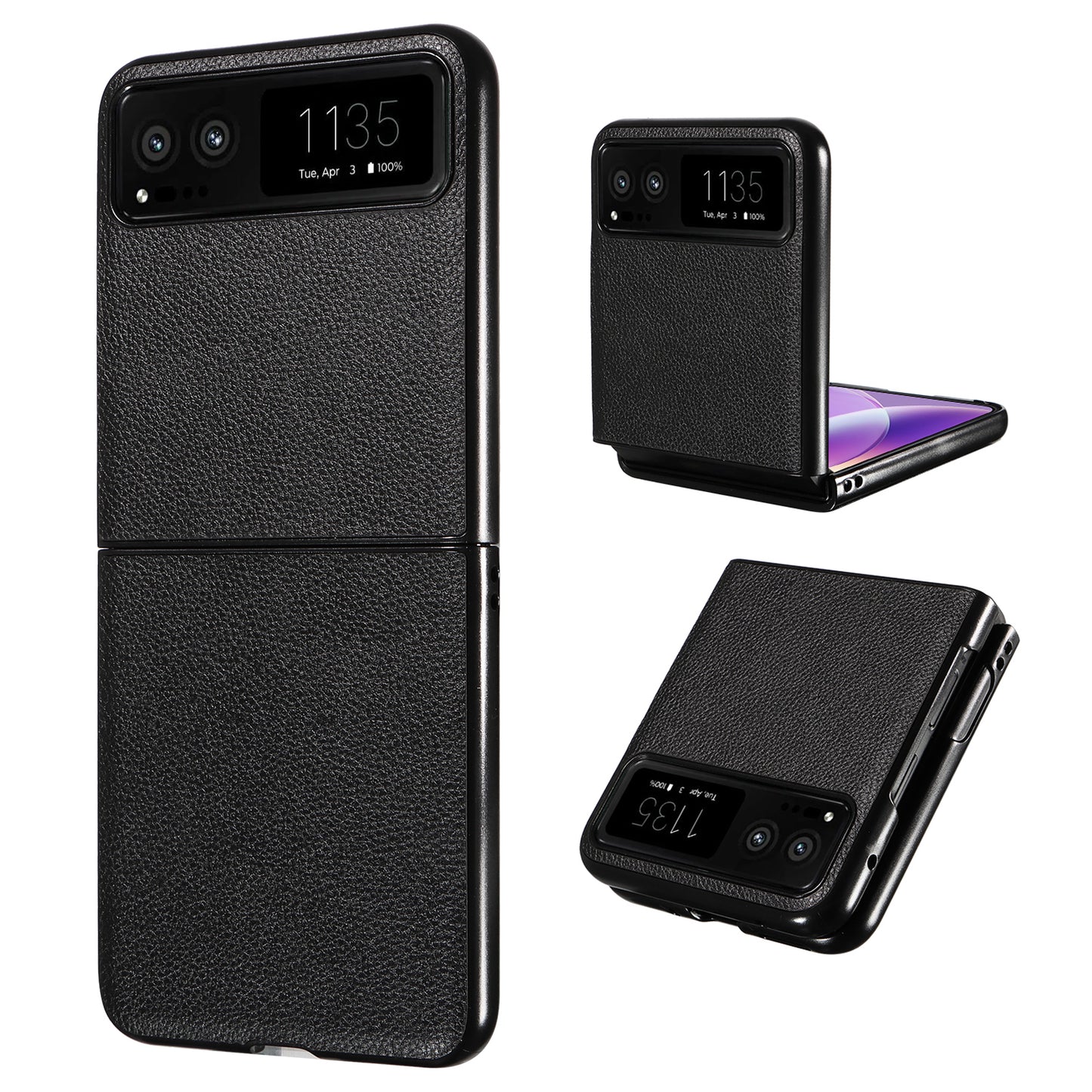 For Motorola Razr 40 5G Litchi Texture Phone Case PU Leather Coated PC Anti-drop Cover