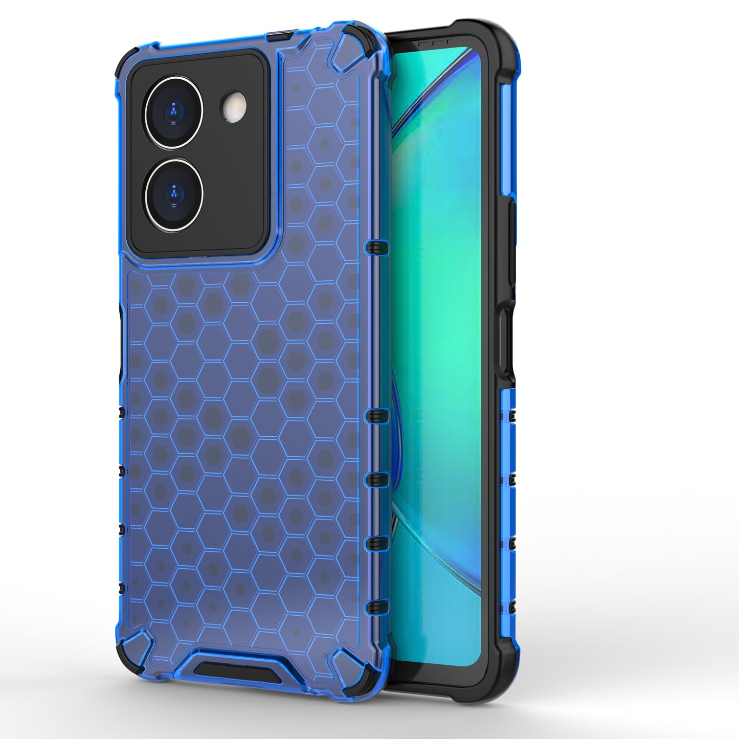 For vivo Y36 4G Honeycomb Texture Phone Case TPU+PC Anti-scratch Back Cover