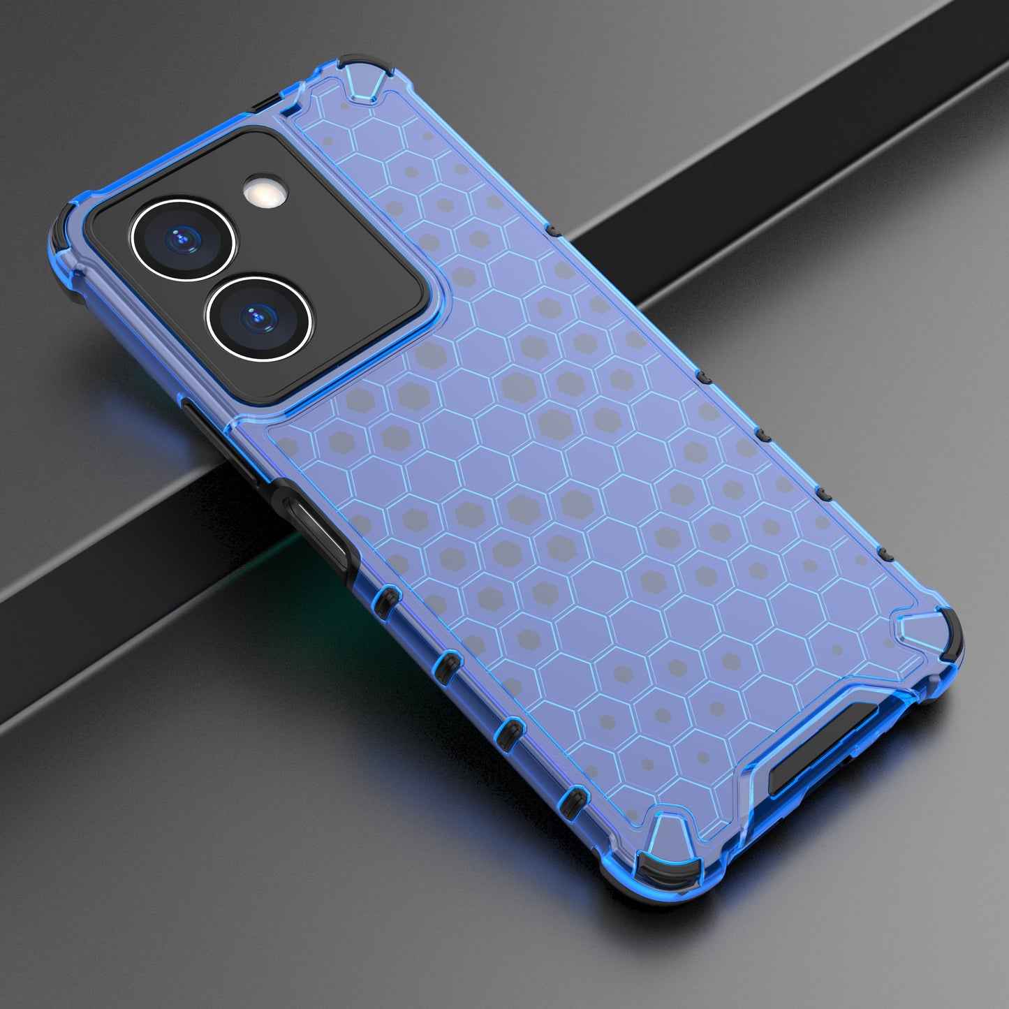 For vivo Y36 4G Honeycomb Texture Phone Case TPU+PC Anti-scratch Back Cover