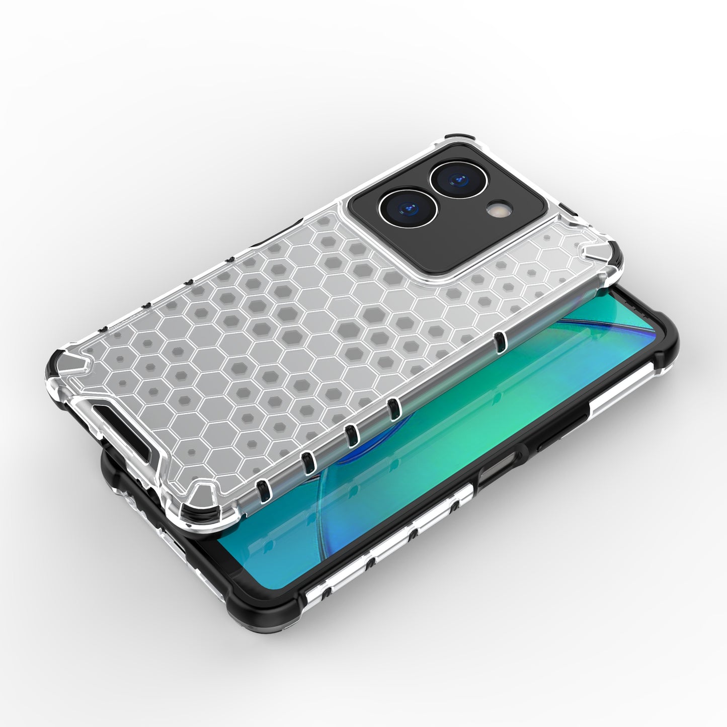 For vivo Y36 4G Honeycomb Texture Phone Case TPU+PC Anti-scratch Back Cover