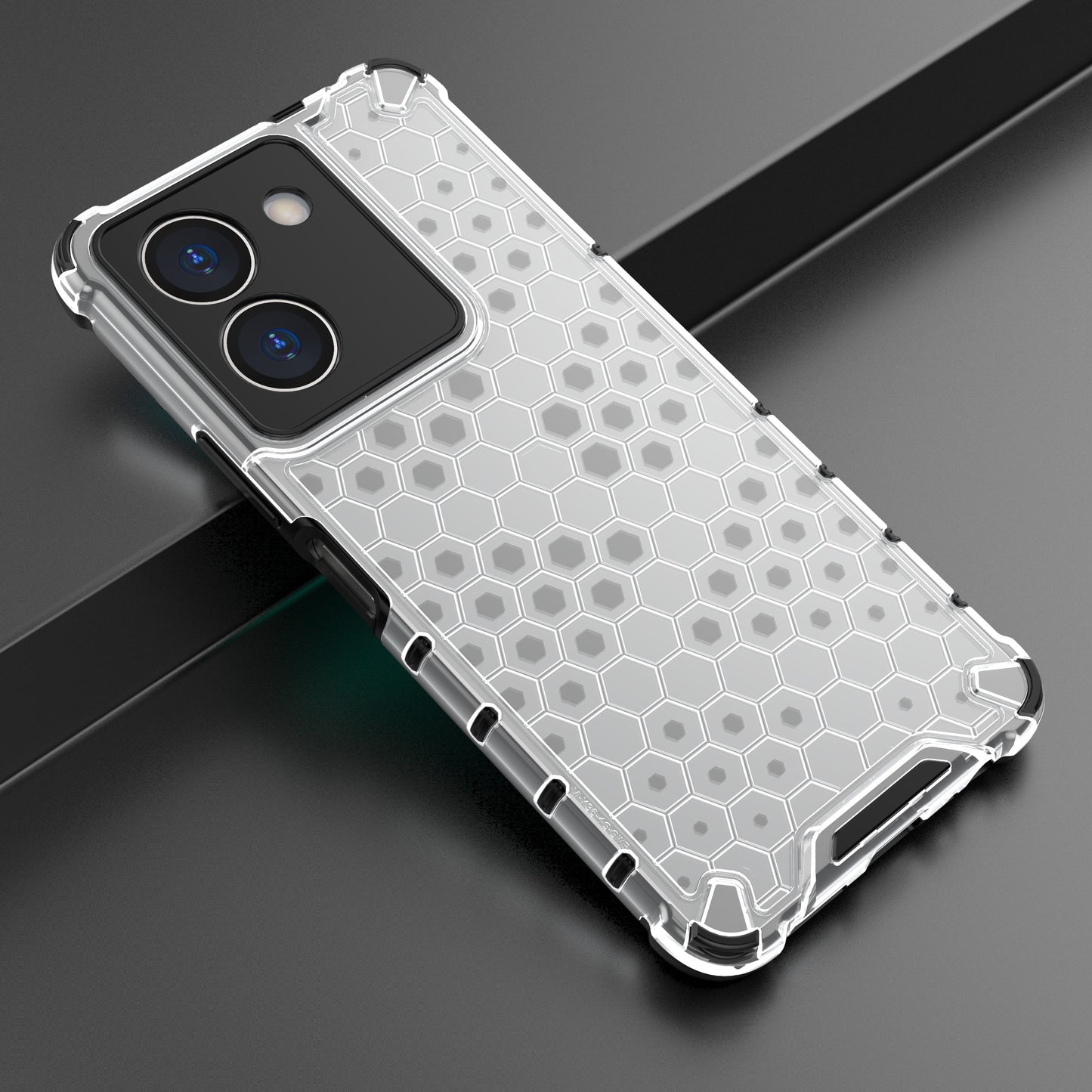 For vivo Y36 4G Honeycomb Texture Phone Case TPU+PC Anti-scratch Back Cover