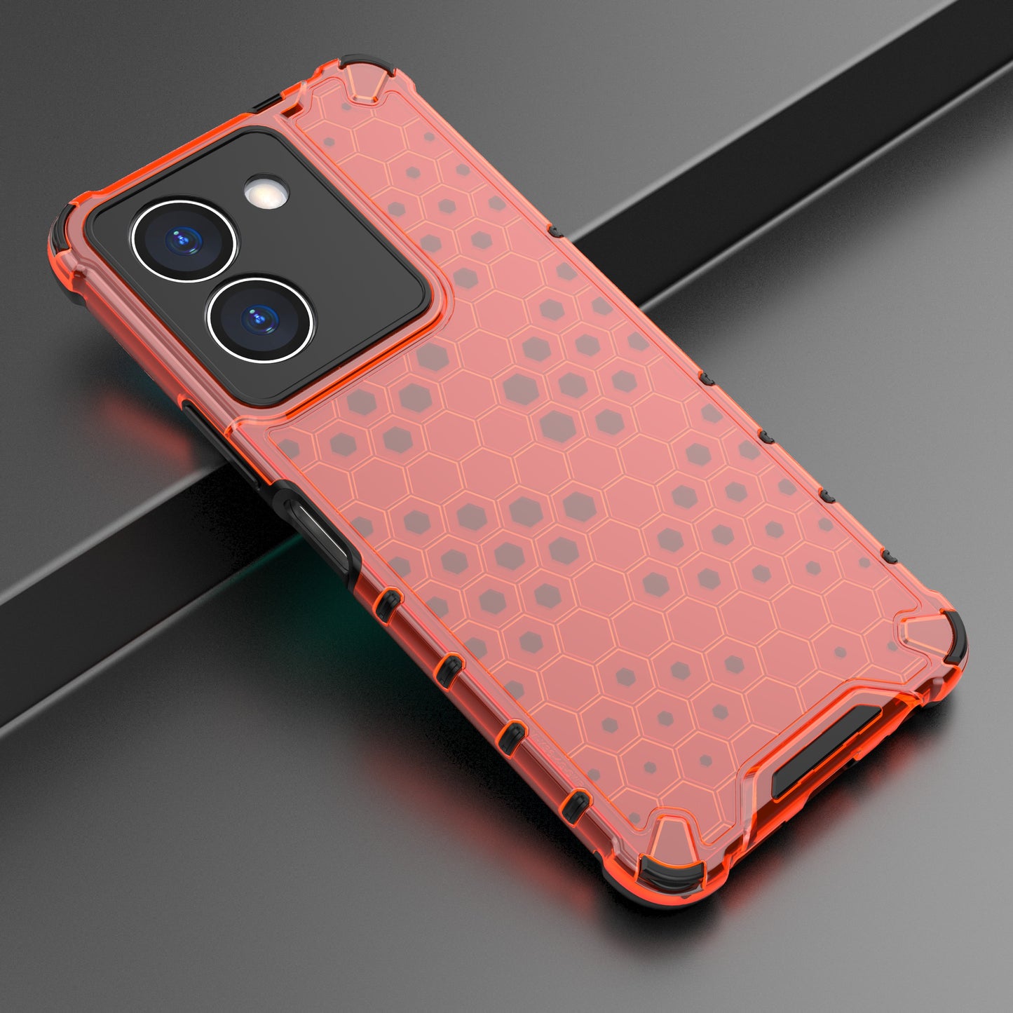 For vivo Y36 4G Honeycomb Texture Phone Case TPU+PC Anti-scratch Back Cover