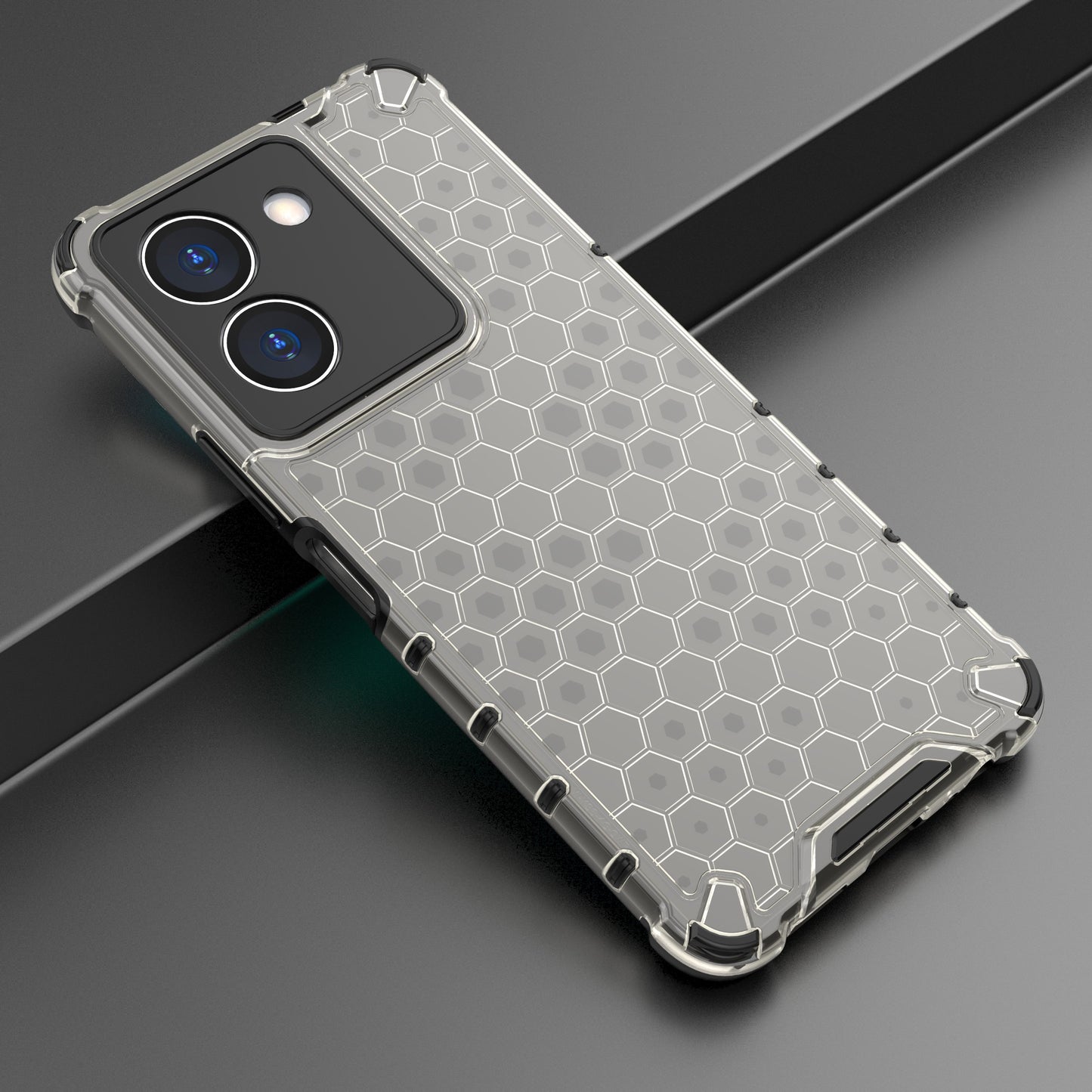 For vivo Y36 4G Honeycomb Texture Phone Case TPU+PC Anti-scratch Back Cover