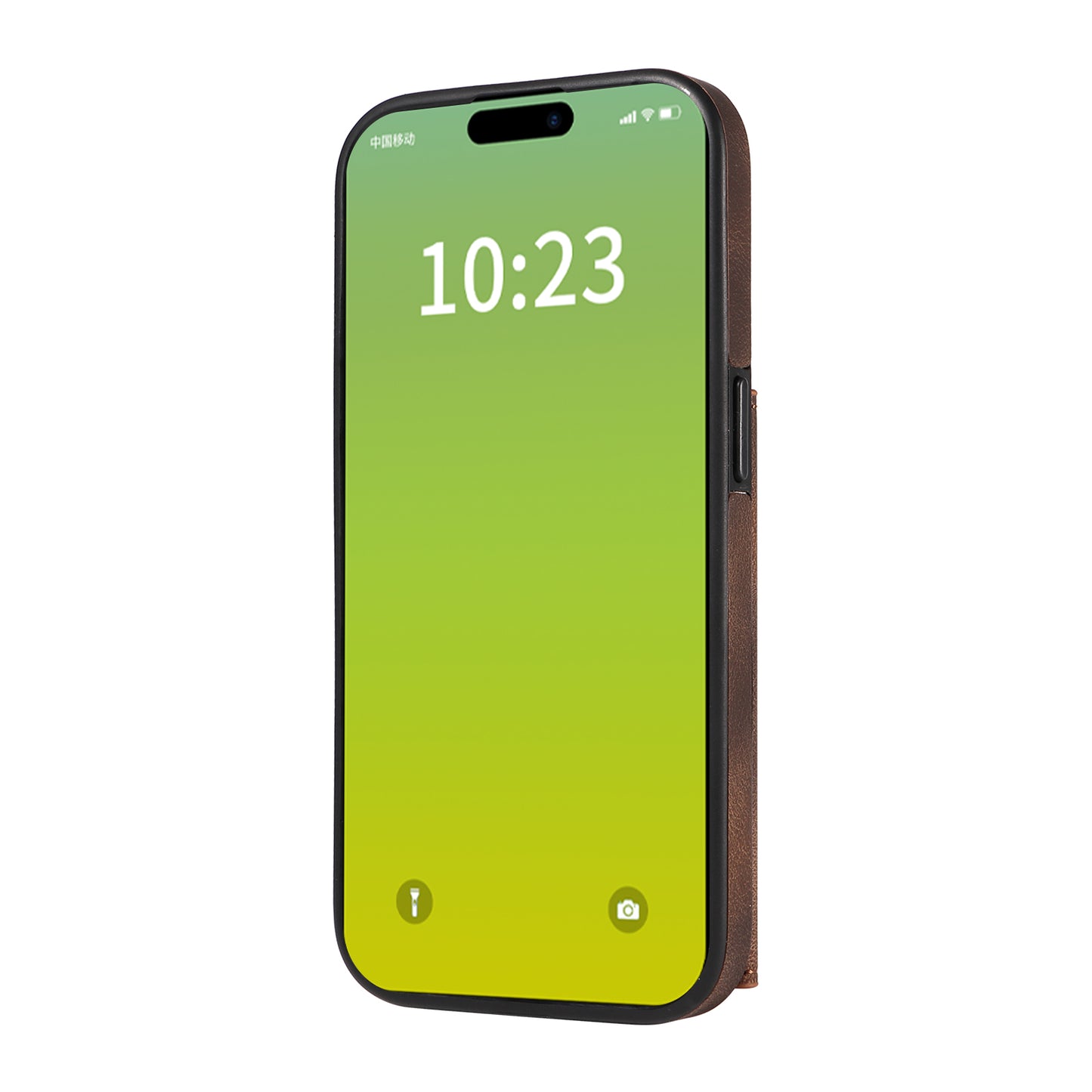 001 Card Holder Phone Case for iPhone 15 Pro , PU Leather Coated TPU Cover with Ring Kickstand